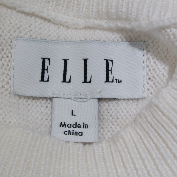 NEW Elle Marshmallow Off White Ruffled Sweater L - Picture 4 of 6